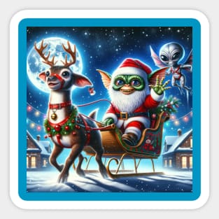 Christmas Gremlin and Alien Sticker